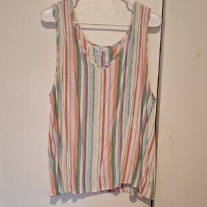 Time and Tru Multicolor Striped Tank Top